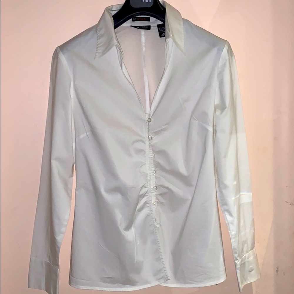 White long sleeve button down shirt